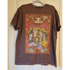 Aerosmith Concert T-Shirt Men’s L Brown Let Rock Rule Tour Vintage Style